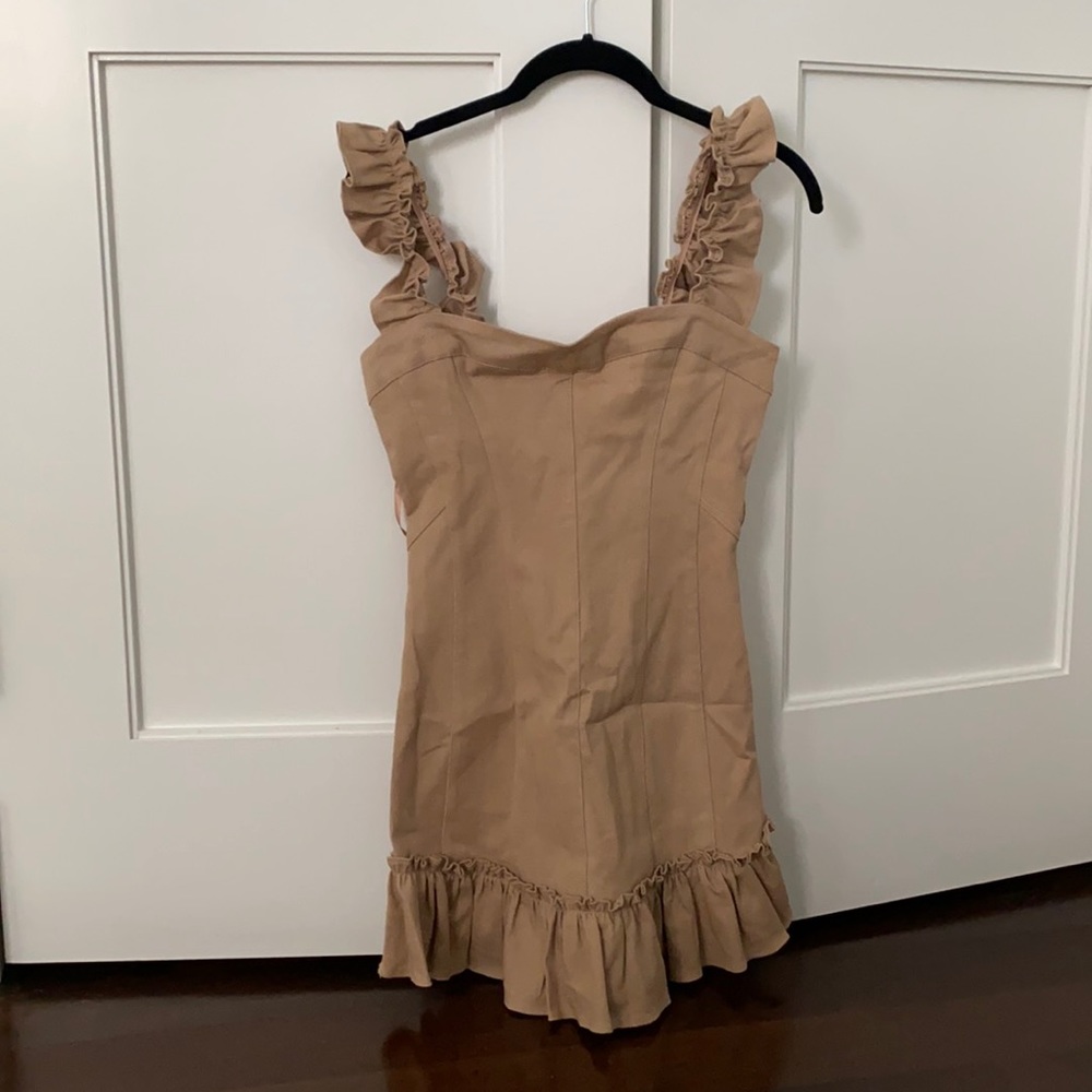 Selfie Leslie Tan/Nude Ruffle Dress
